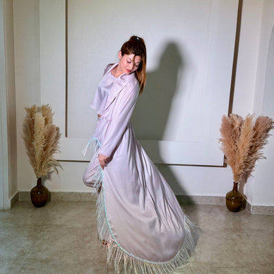 Pink Flared High-Waisted Pants with Deep V-Neck Top and inner (3-Piece Set)