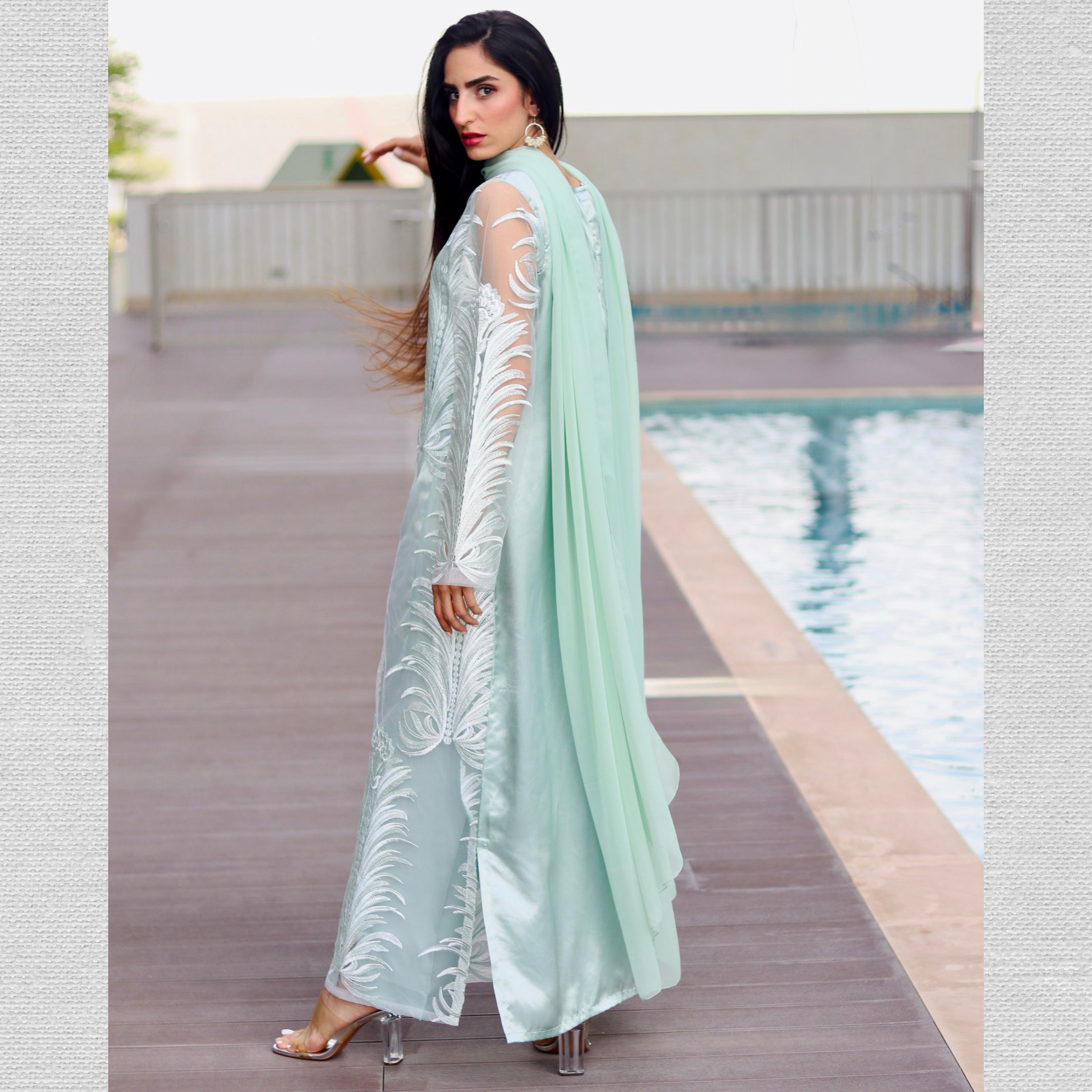 Classic Kurta Style Set Stitched 3 Pcs Set