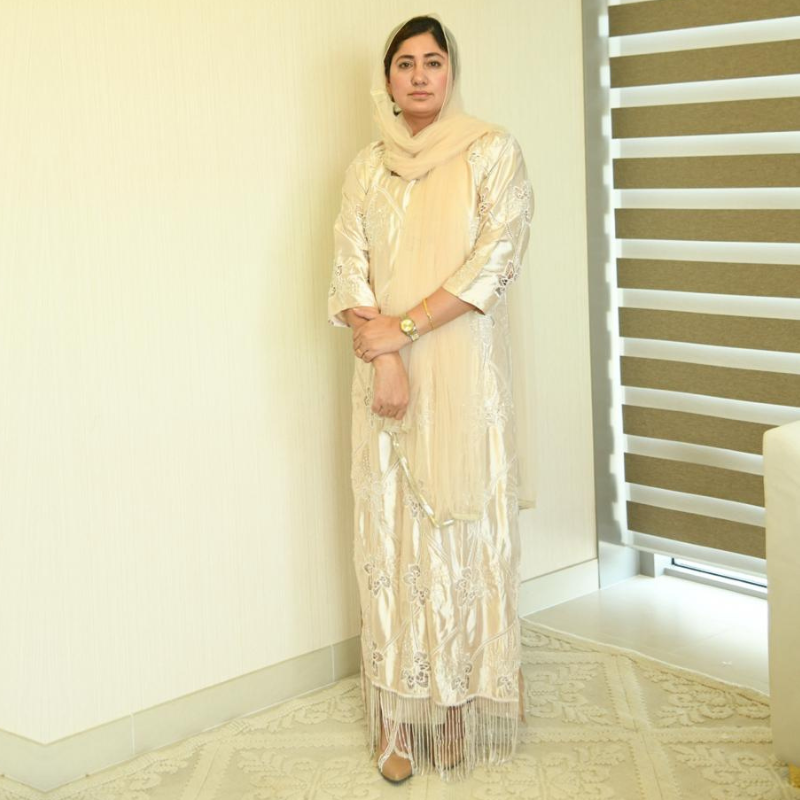 Golden Long kurta style Stitched 3 Pcs