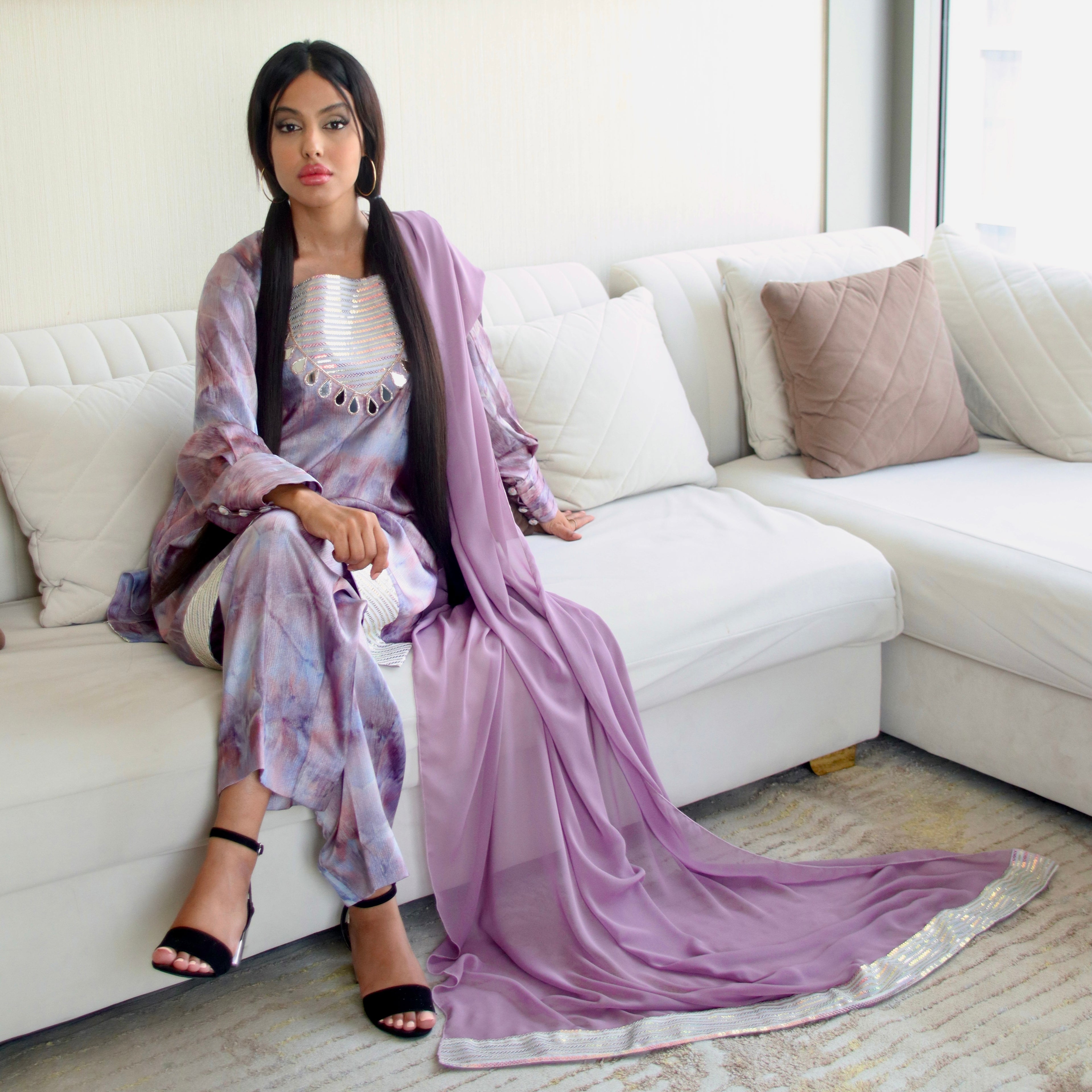 Mirror Embellished Stitched 3 Pcs