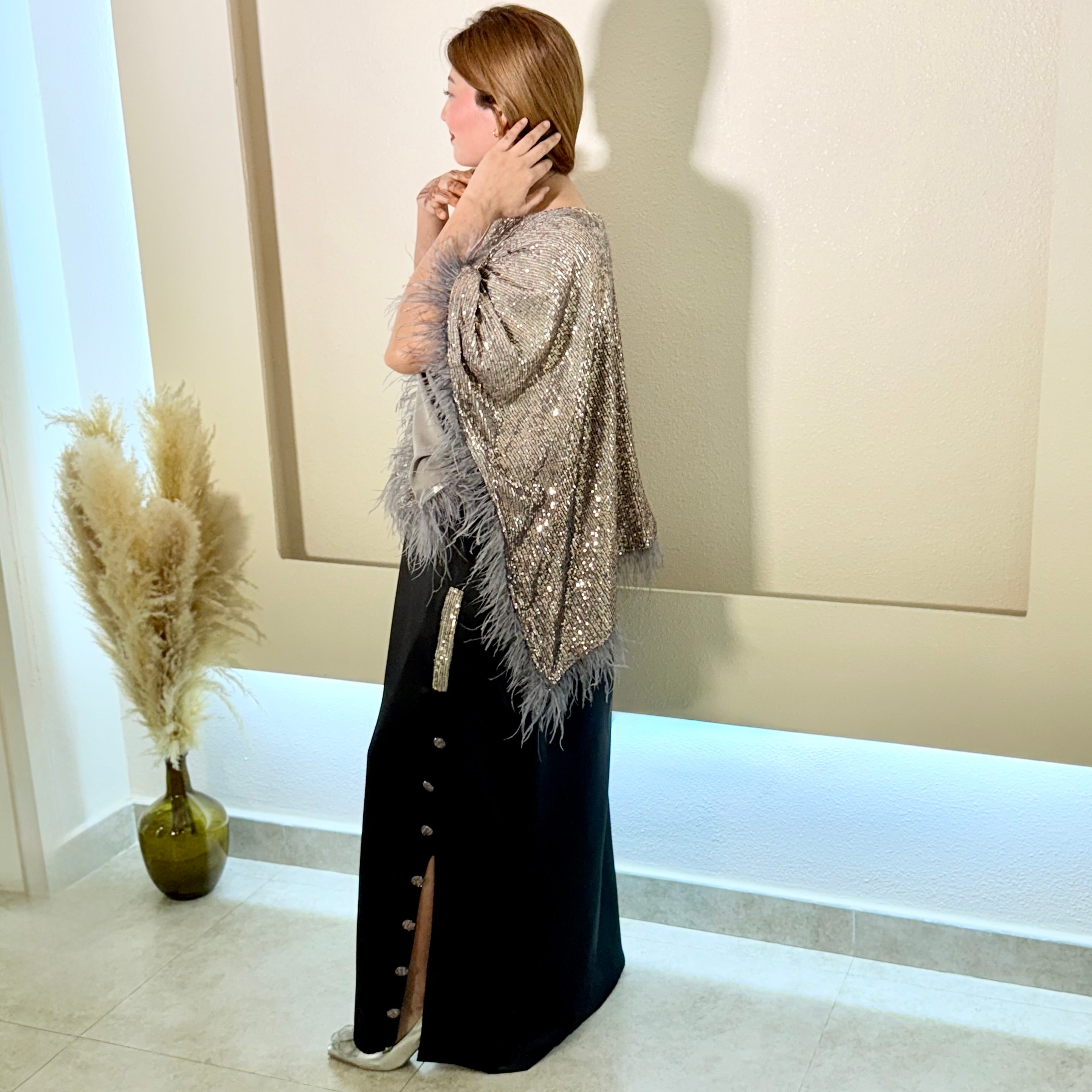 Sequined Shrug Stitched 2 Pcs