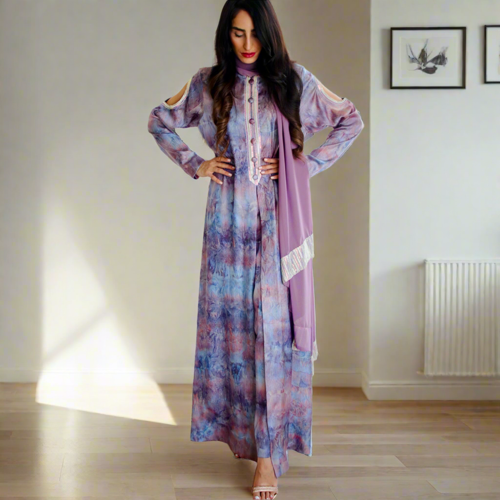 Tie & Dye Printed Silk Stitched 2 Pcs