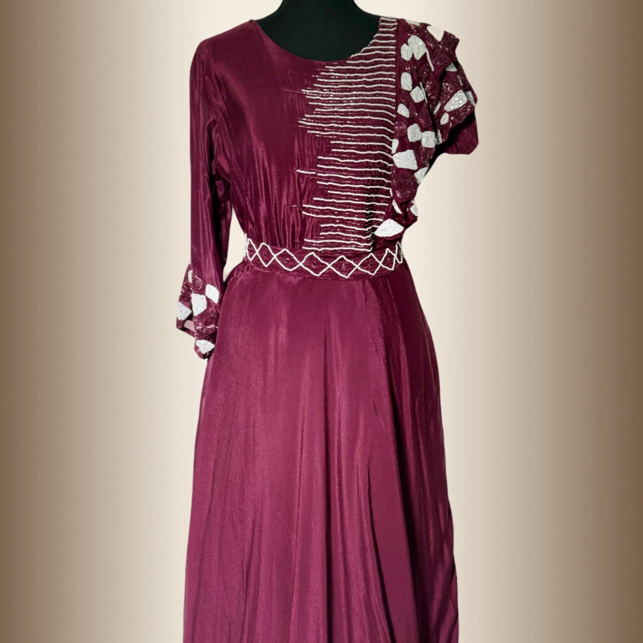 Long maxi frock cutdana & Moti work