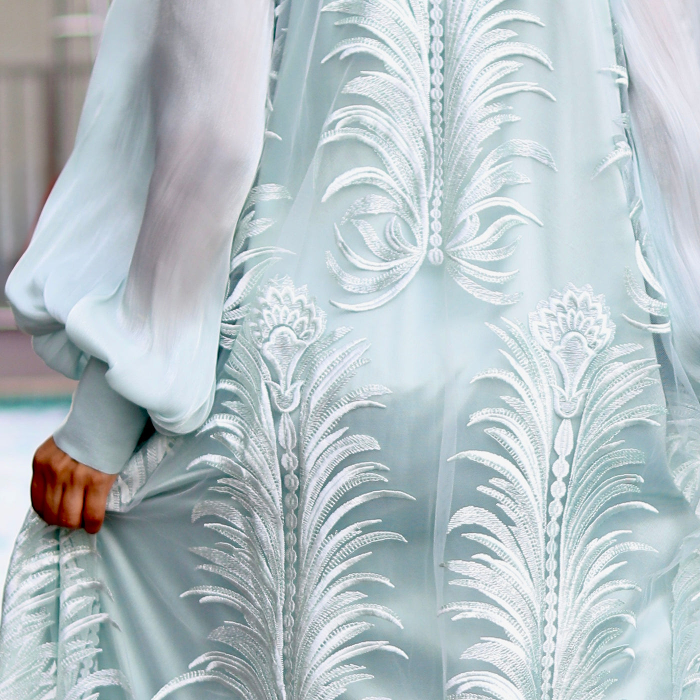 Light Sea Green Power Trio: Maxi, Cape & Dupatta