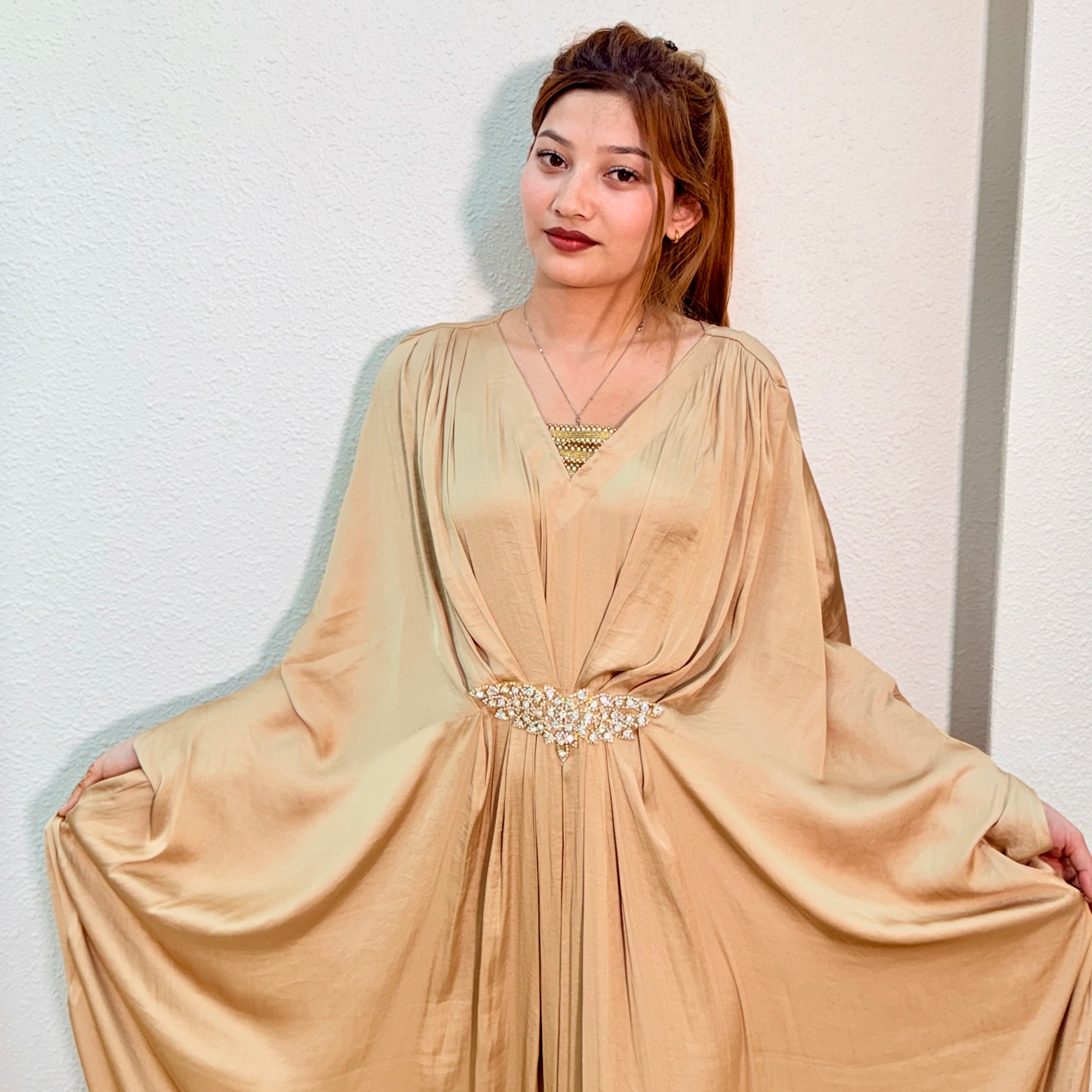 Najma Gold Kaftan Stitched