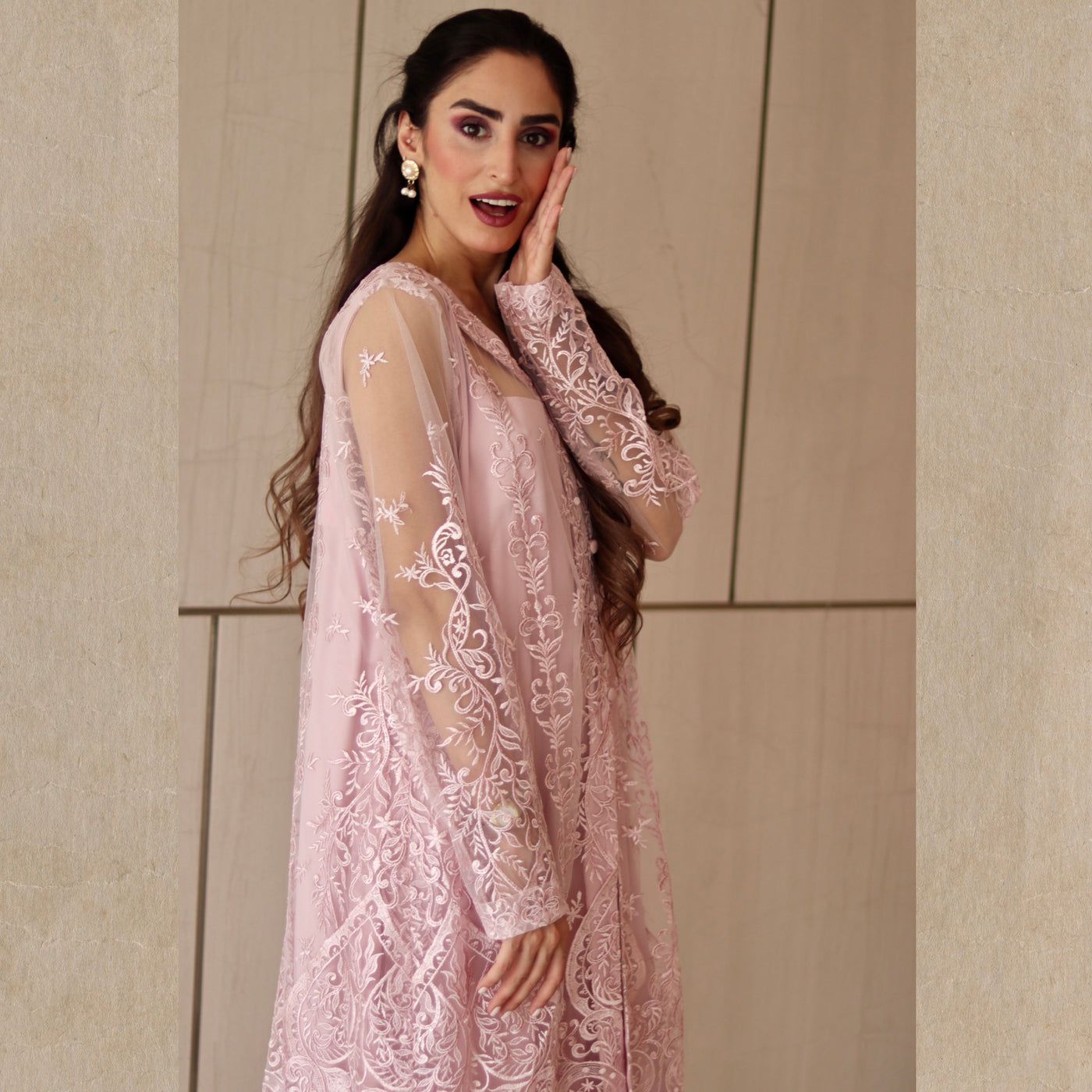 Pink Oasis Embroidered Lawn Stitched 3 Pcs