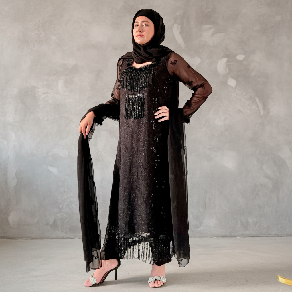 Noor Al-Layl (نور الليل) Embroidered Chiffon Stitched 3Pcs