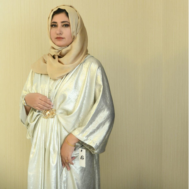 Elegant White Foil Zari Kaftan Stitched 1 Pc