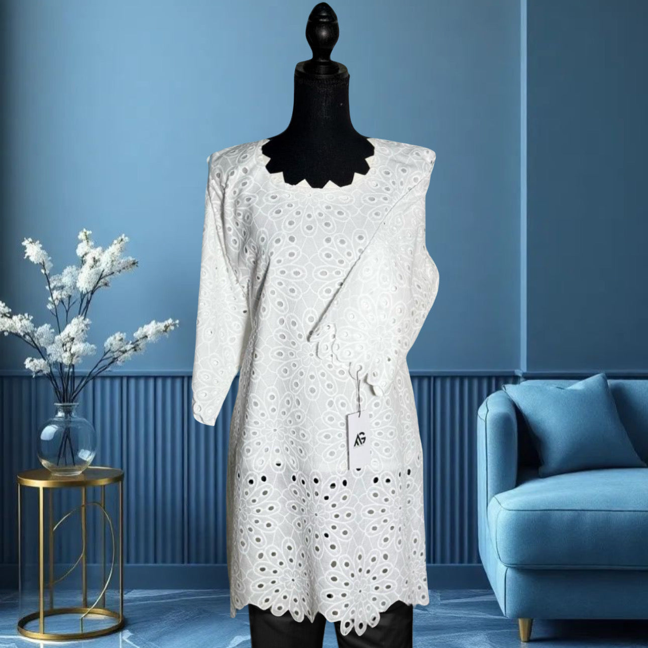 Chikankari Cotton Top Stitched 1 Pc