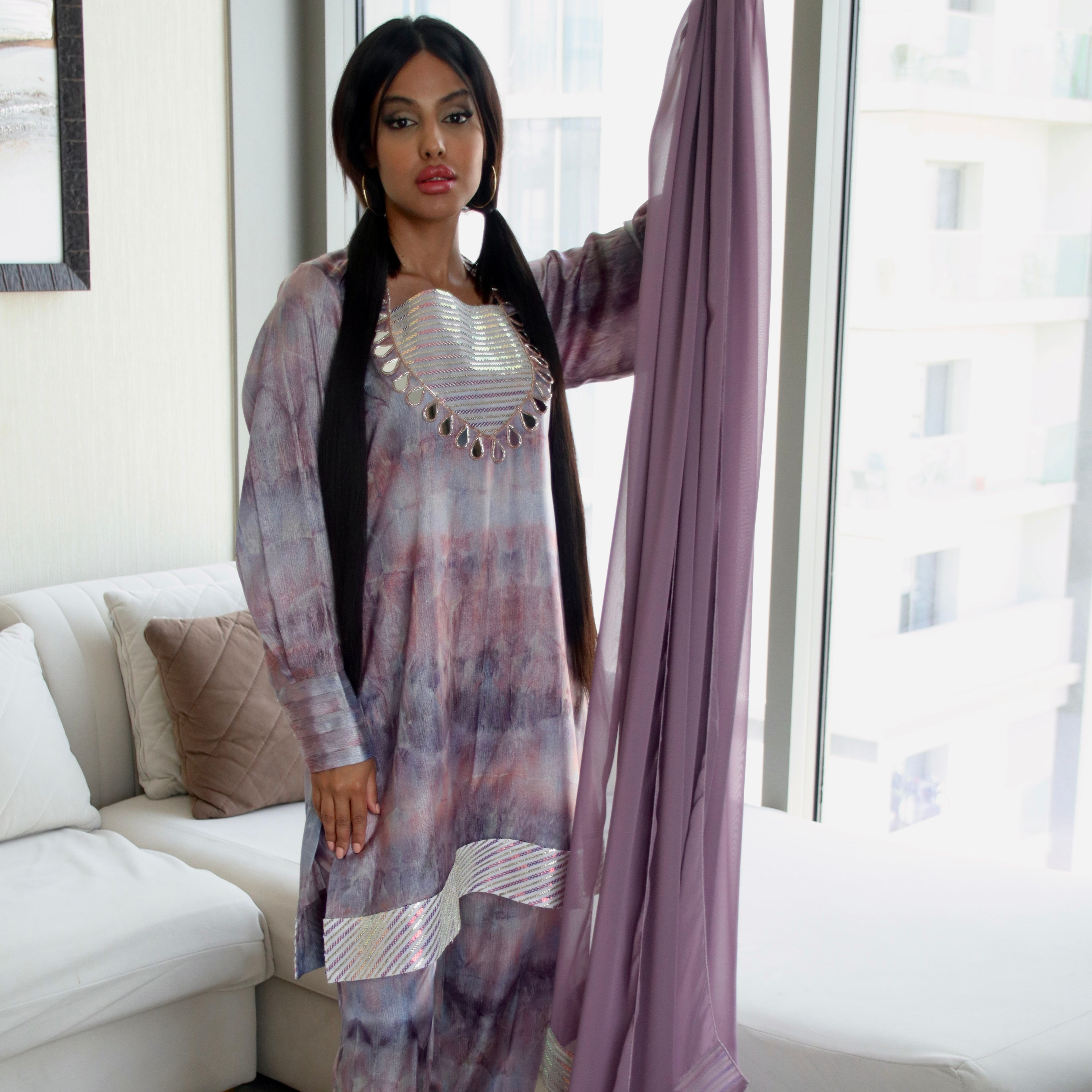 Mirror Embellished Stitched 3 Pcs