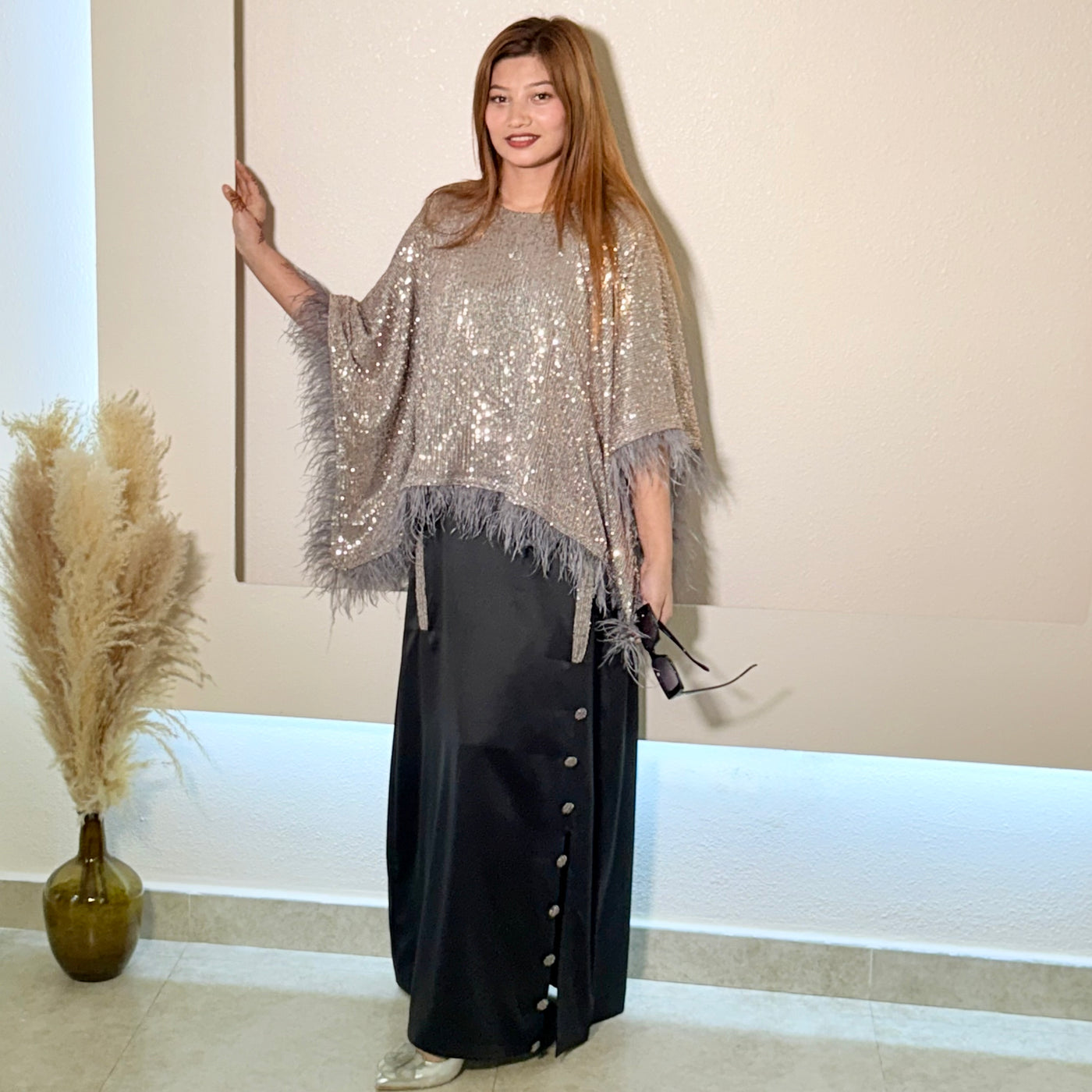 Satin Plain Maxi Stitched 1 Pc