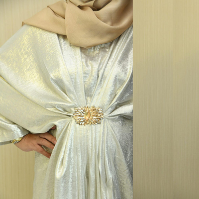 Elegant white Foil Zari Kaftan