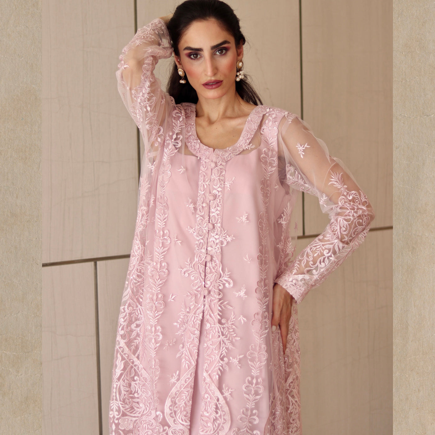 Pink Oasis Embroidered Lawn Stitched 3 Pcs