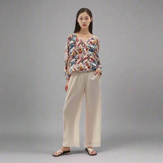 Chiffon Matelic Trouser Multicolor Crepe Shirt