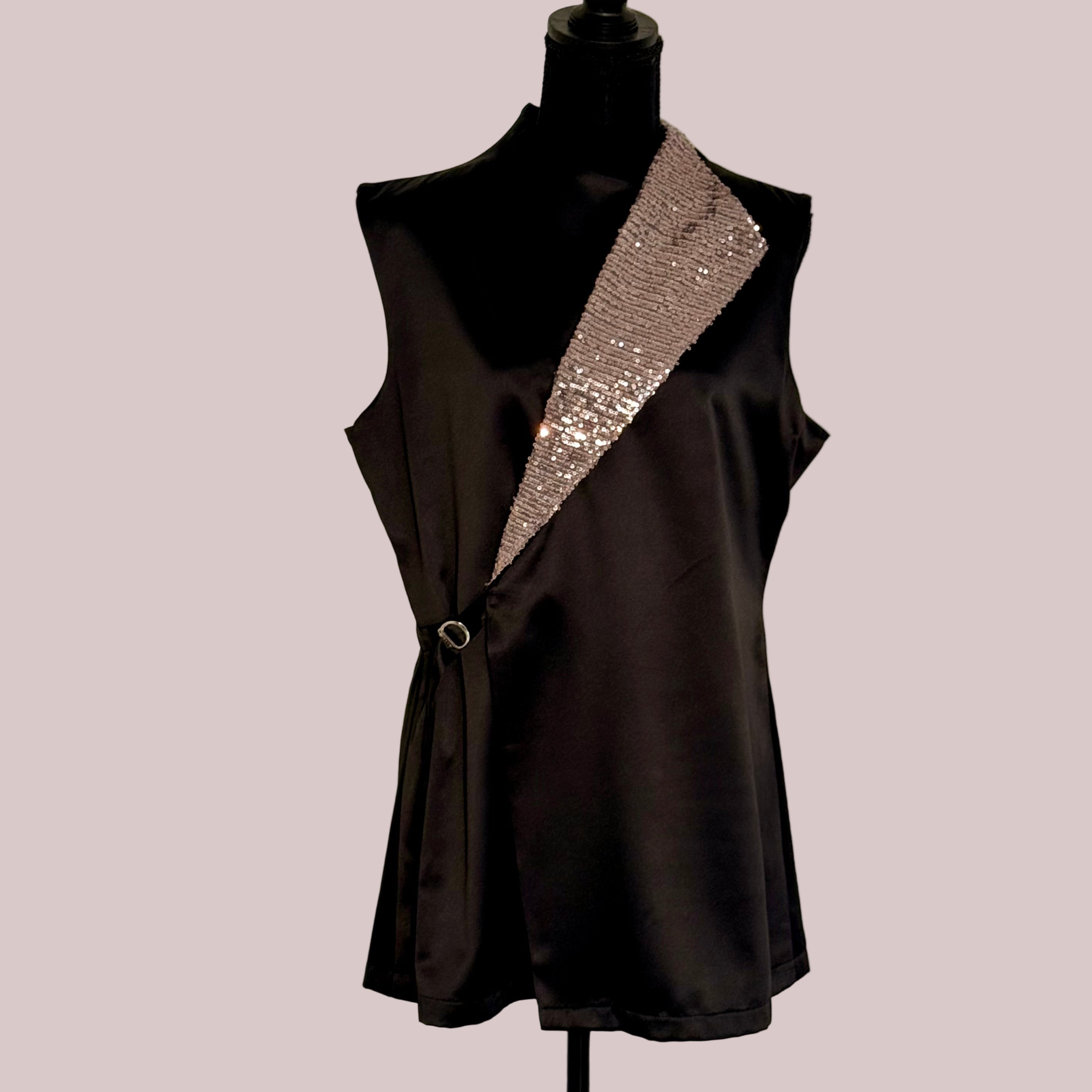 Buckle Detail Silk Top Stitched 1 Pc