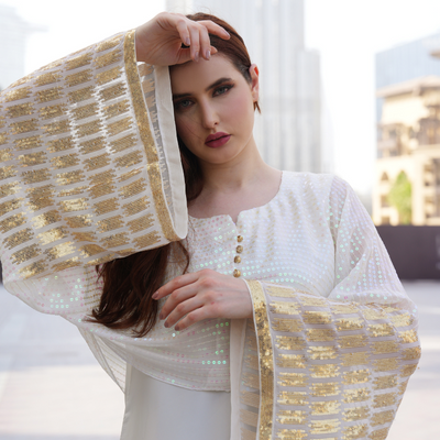 Silk Maxi designed with Chiffon Sequins