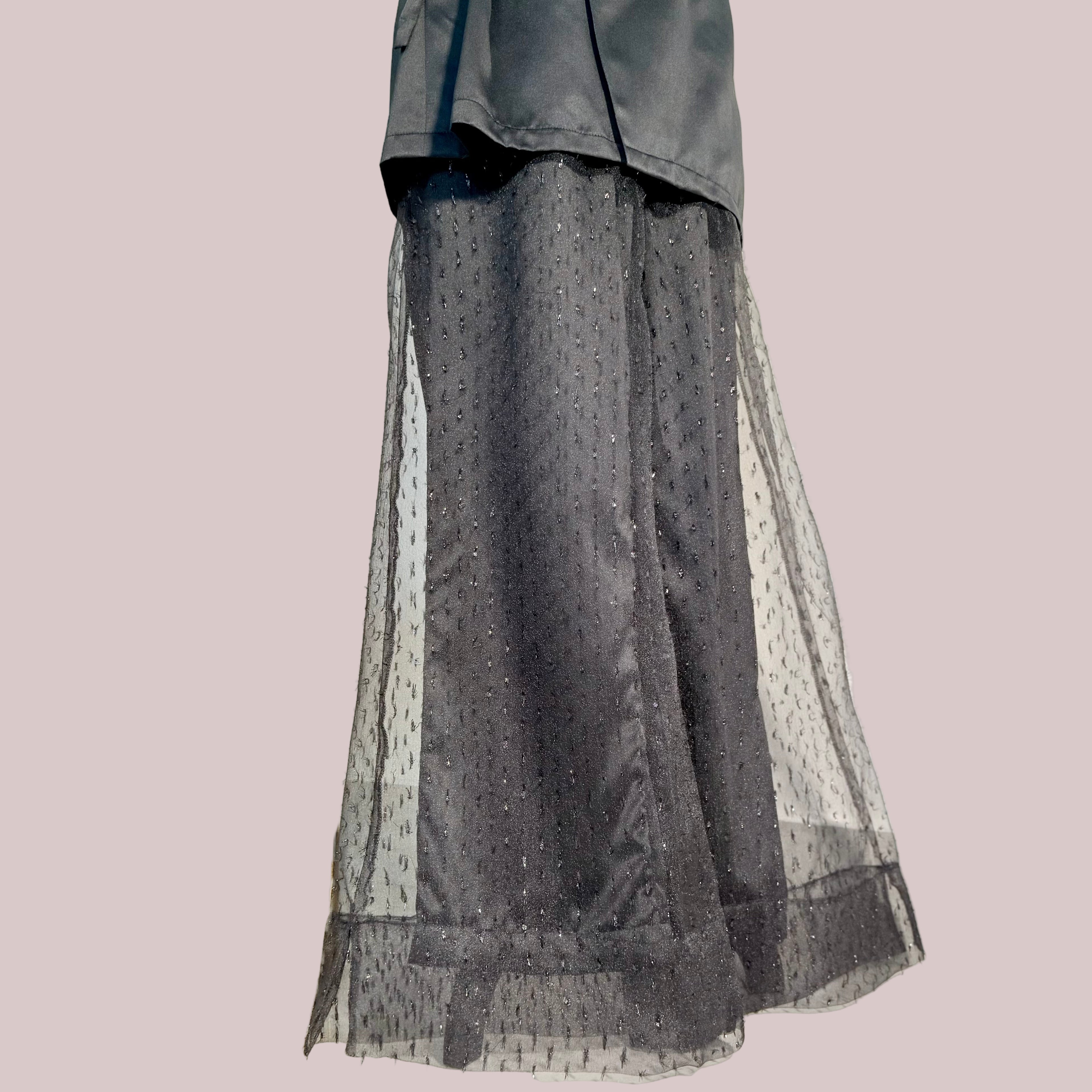 Crepe Wide-Leg Pants Organza Stitched 1 Pc