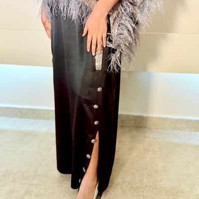 Satin Plain Maxi Stitched 1 Pc