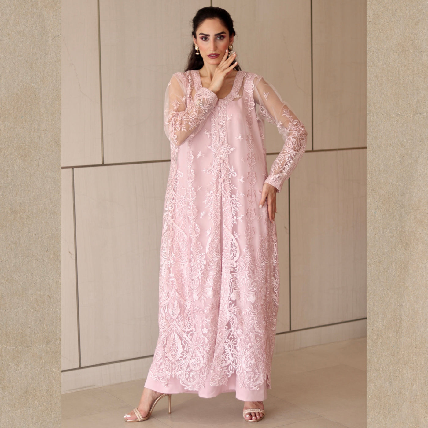 Pink Oasis Embroidered Lawn Stitched 3 Pcs