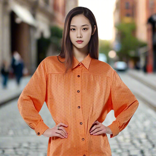 Collar and cuff Peach shirt with Stones
