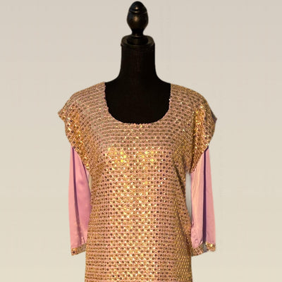 Purple dress designed with chiffon sequins fabric