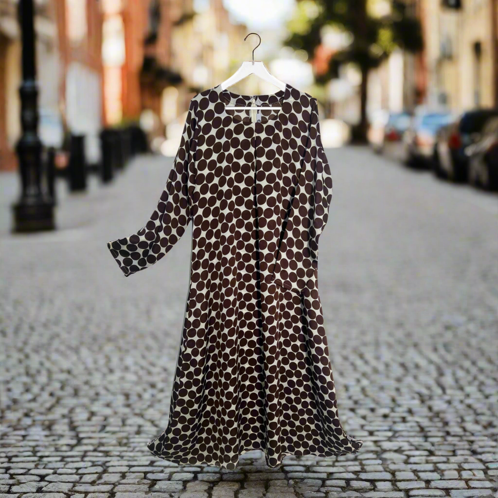 Polka Dot Chiffon Maxi Stitched 1 Pc