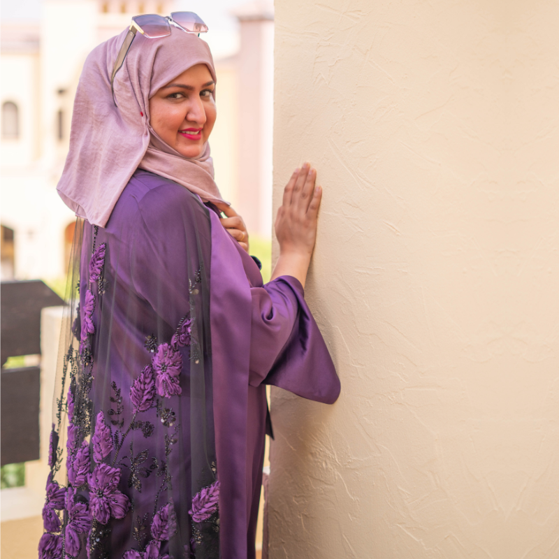 Purple Cape with Black Maxi Stitched 2Pcs