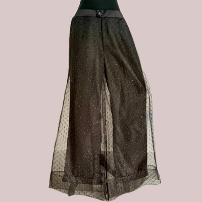 Crepe Wide-Leg Pants Stitched 1 Pc