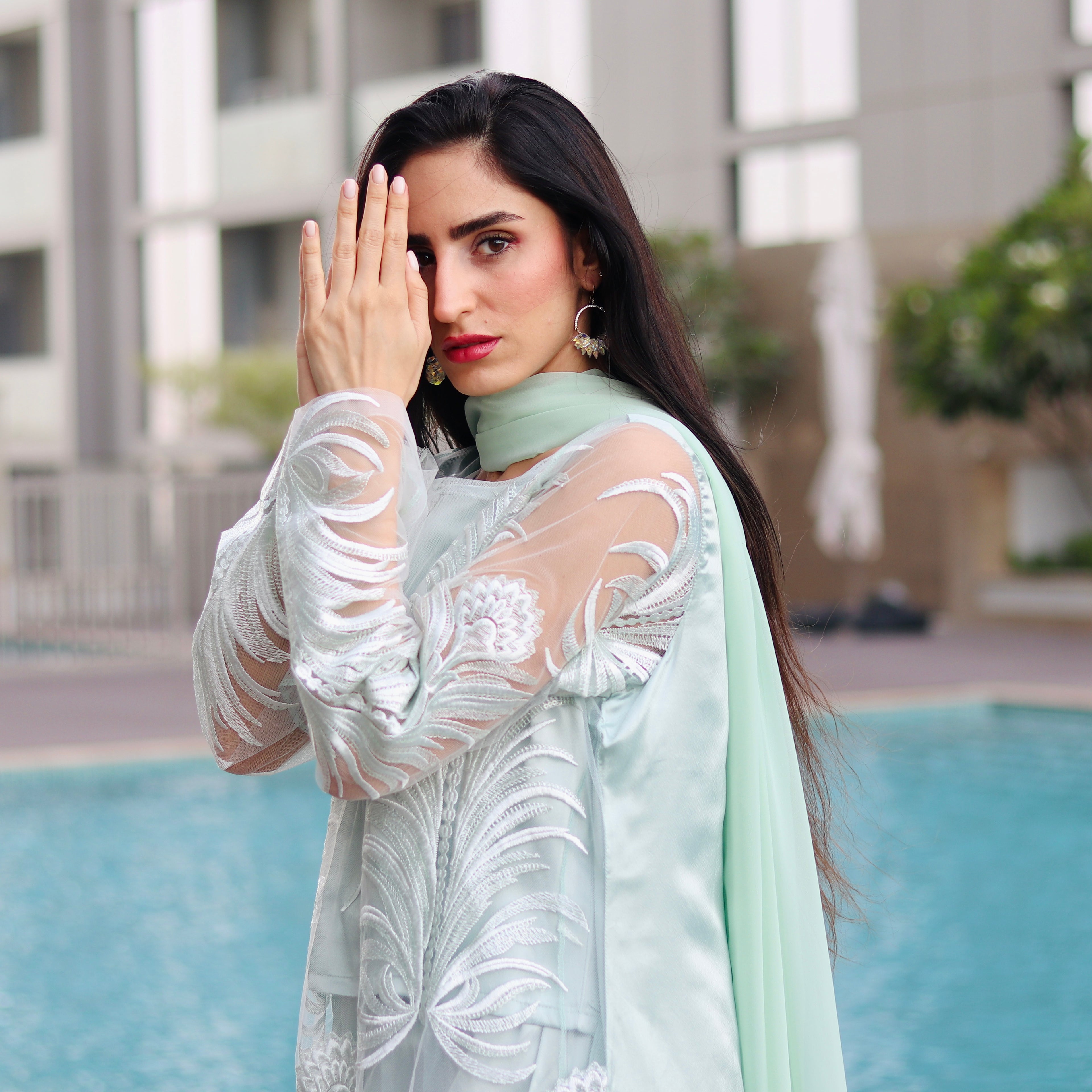 Classic Kurta Style Set Stitched 3 Pcs Set