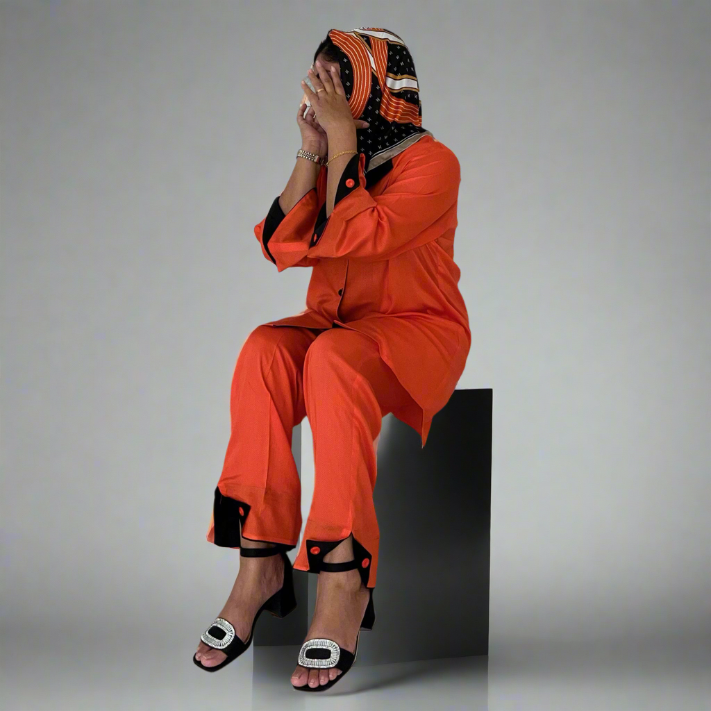 Light Orange Trouser & shirt 2 piece dress