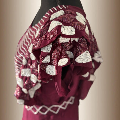 Long maxi frock cutdana & Moti work