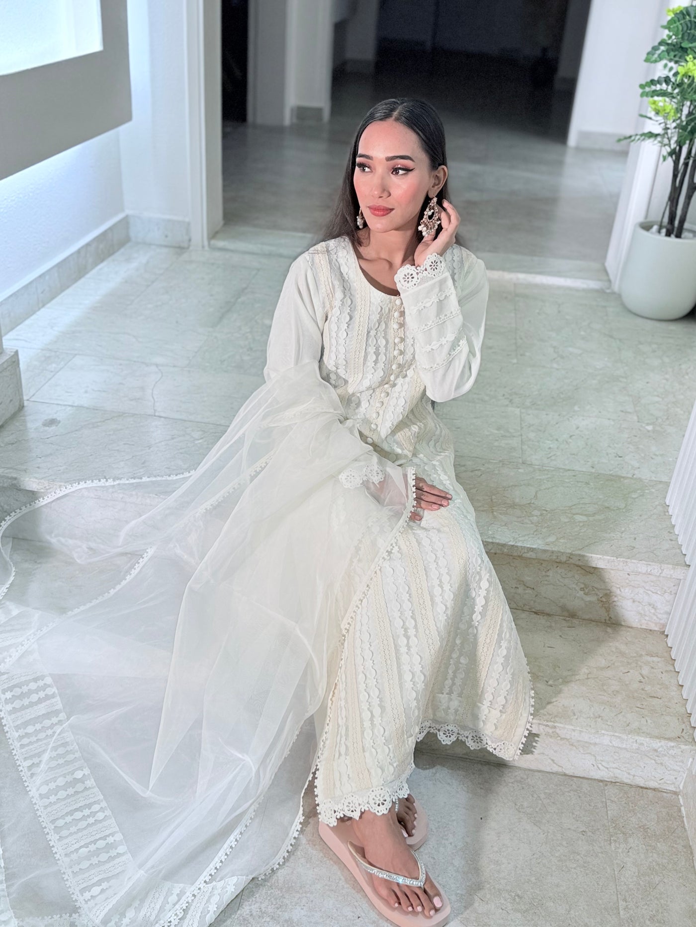 Trendy Luxury Lace design 3 piece dress