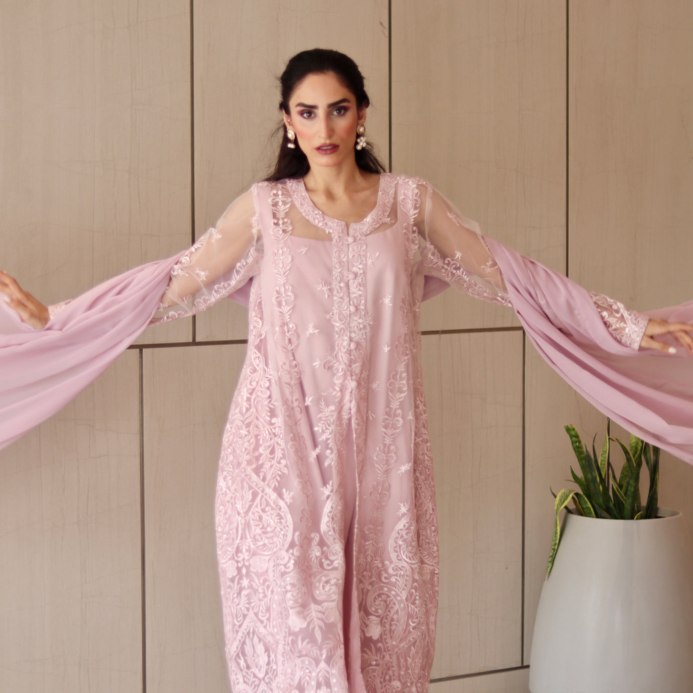 Pink Oasis Embroidered Lawn Stitched 3 Pcs