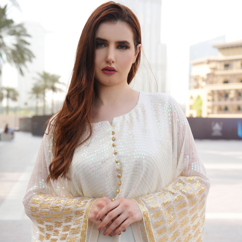 Silk Maxi designed with Chiffon Sequins