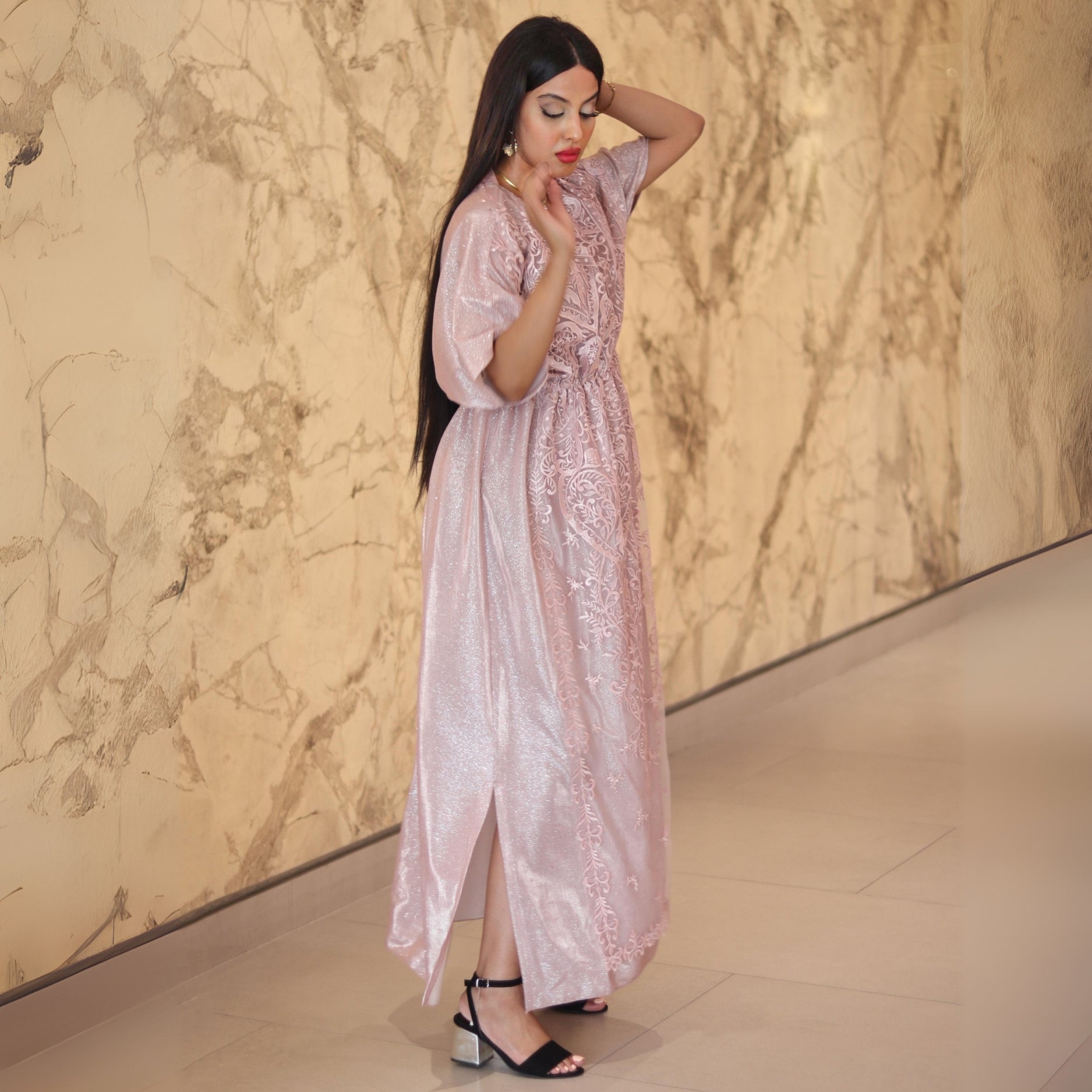 Moonlight Kaftan Embroidered Net Stitched 1 Pc