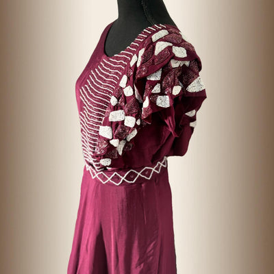 Long maxi frock cutdana & Moti work