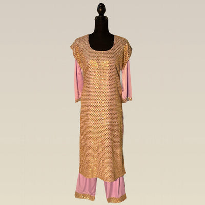 Purple dress designed with chiffon sequins fabric