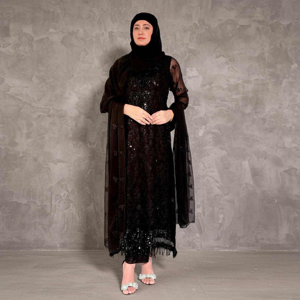 Noor Al-Layl (نور الليل) Embroidered Chiffon Stitched 3Pcs