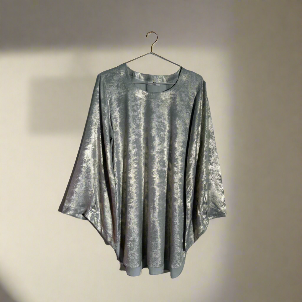Synthetic Satin short Shirt with designed sleeves