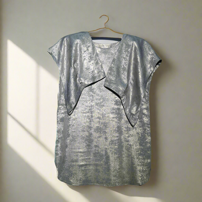Synthetic Satin short Shirt with designed sleeves