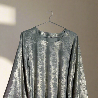 Synthetic Satin short Shirt with designed sleeves