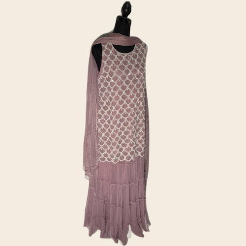 Chiffon full embroidery shirt with palazzo 3 Pcs