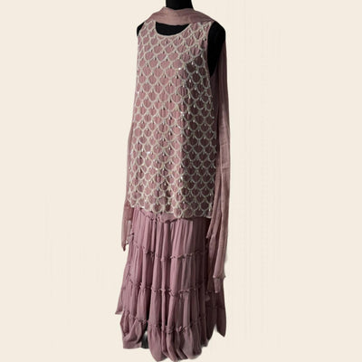 Our Top selling Light pink Short embroidered shirt with Palazzo
