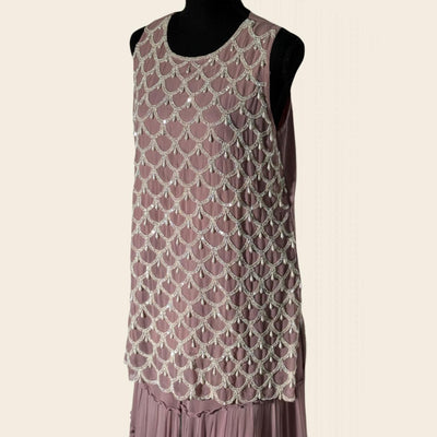 Our Top selling Light pink Short embroidered shirt with Palazzo