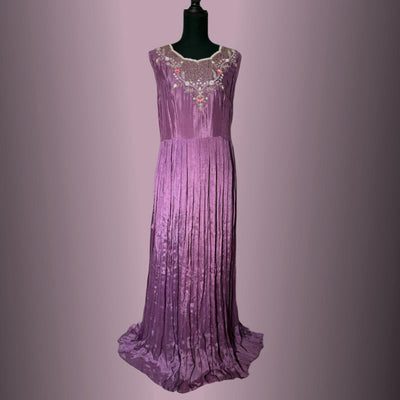 Two piece Purple Handwork Cutdana gown sequence