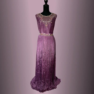 Two piece Purple Handwork Cutdana gown sequence