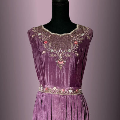 Two piece Purple Handwork Cutdana gown sequence