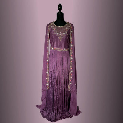 Two piece Purple Handwork Cutdana gown sequence