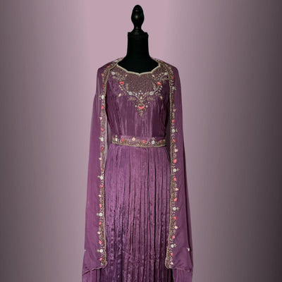 Two piece Purple Handwork Cutdana gown sequence