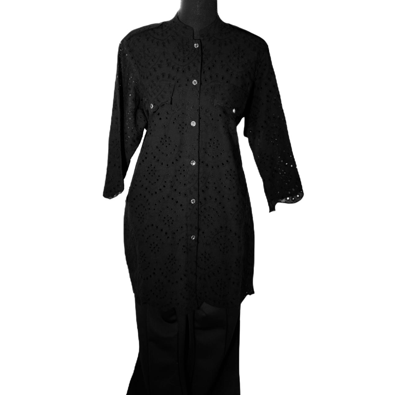 Classic Black Silk Top Stitched 1 Pc